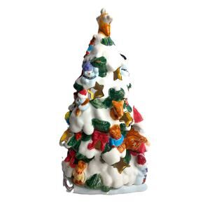 Vintage North Pole Rail Station Ceramic Teddy Bear Santa Christmas Tree Luminary